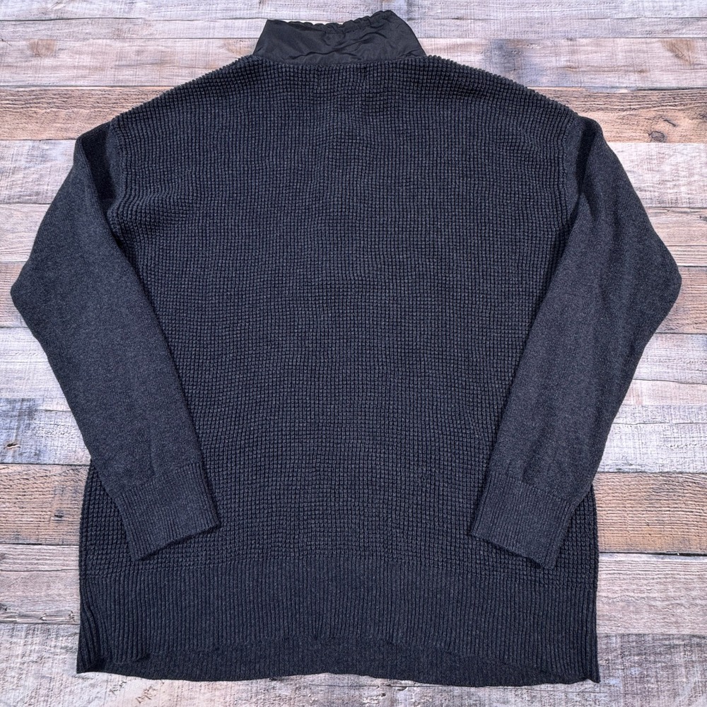 Lauren Ralph Lauren Women Sweater Quarter Zip Charcoal Gray M Waffle Knit Cargo‎ - Picture 4 of 6